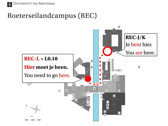 Plattegrond met locatie tijdelijke CSSD inloopbalie in REC-L, juni 2026