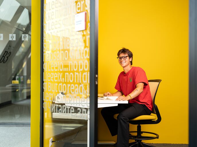 Studiecabine op de vierde verdieping van de nieuwe UB. Foto: Benjamin van der Veen